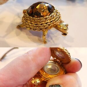 Vintage 60s Turtle Brooch with Hidden Compartment!